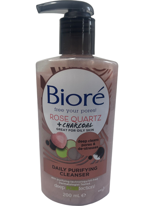 Biore Rose Quartz & Charcoal Purifying Face Wash Cleanser for Oily Skin 200ml
