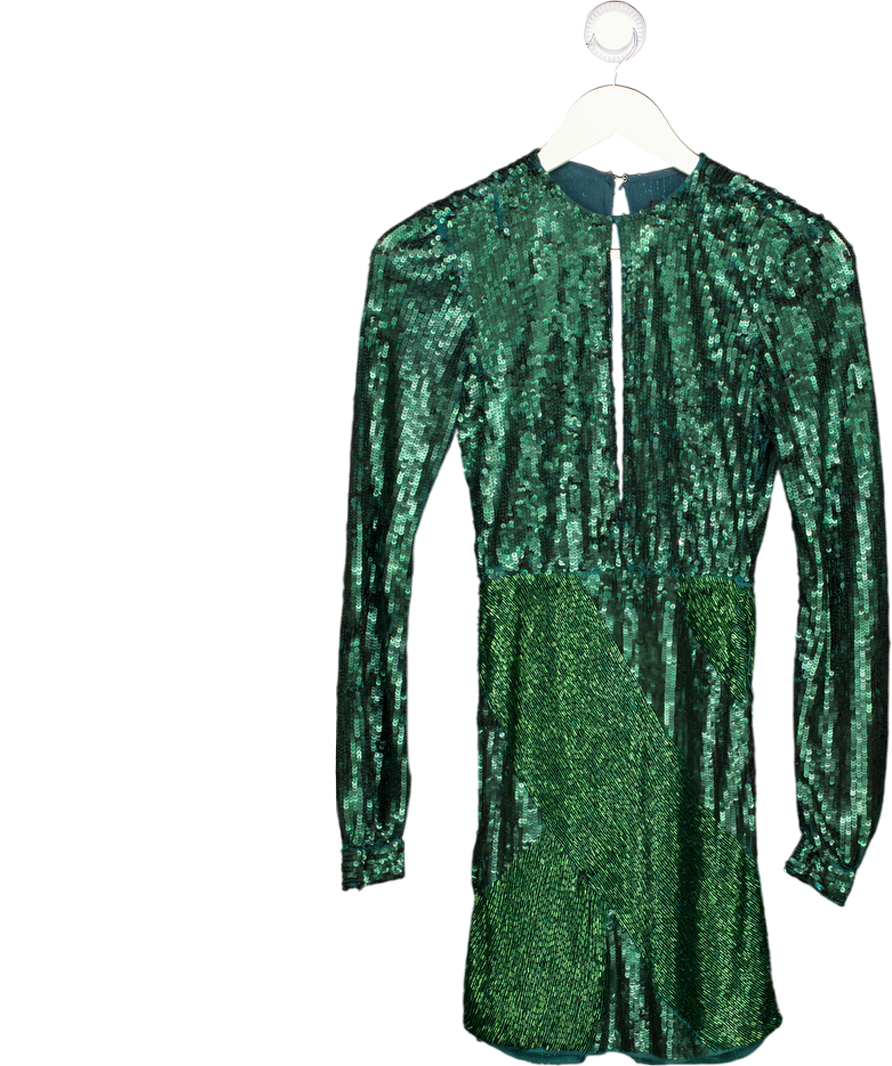 MICHAEL COSTELLO X Revolve Green Sequin Long Sleeve Mini Dress UK XXS – Reliked