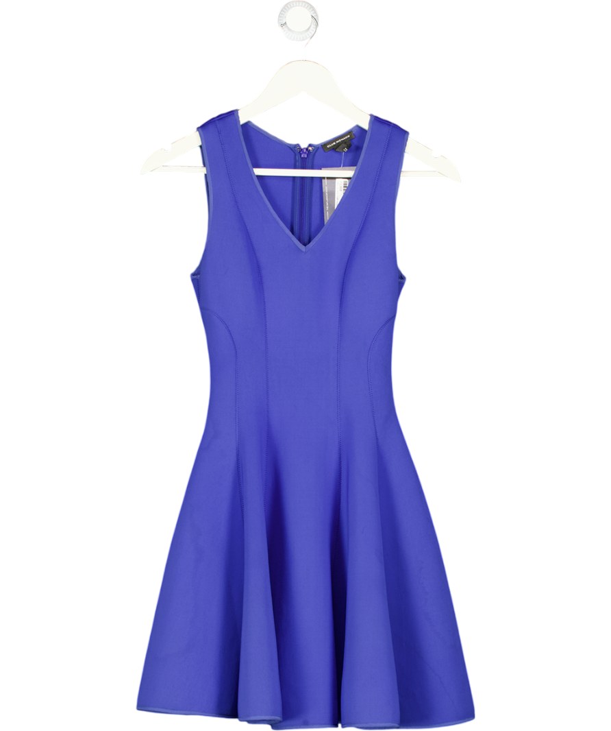 CLUB MONACO Blue Cobalt Blue, Fit-and-flare Scuba Dress Sz00 UK 4 – Reliked