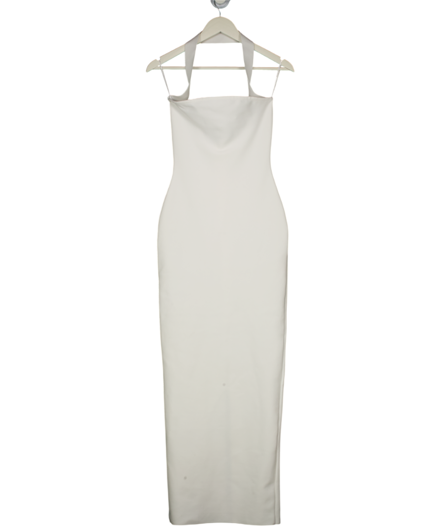 BELLA BARNETT White Halter Bandage MAXI Dress UK S