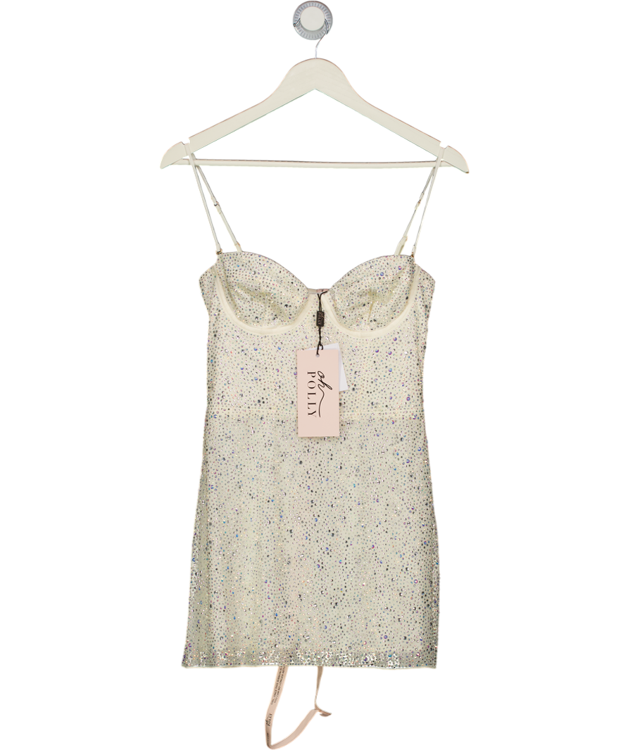 oh polly embellished corset mini dress OH POLLY Cream Crystella Embellished Strapless Corset Mini Dress UK 10 –  Reliked