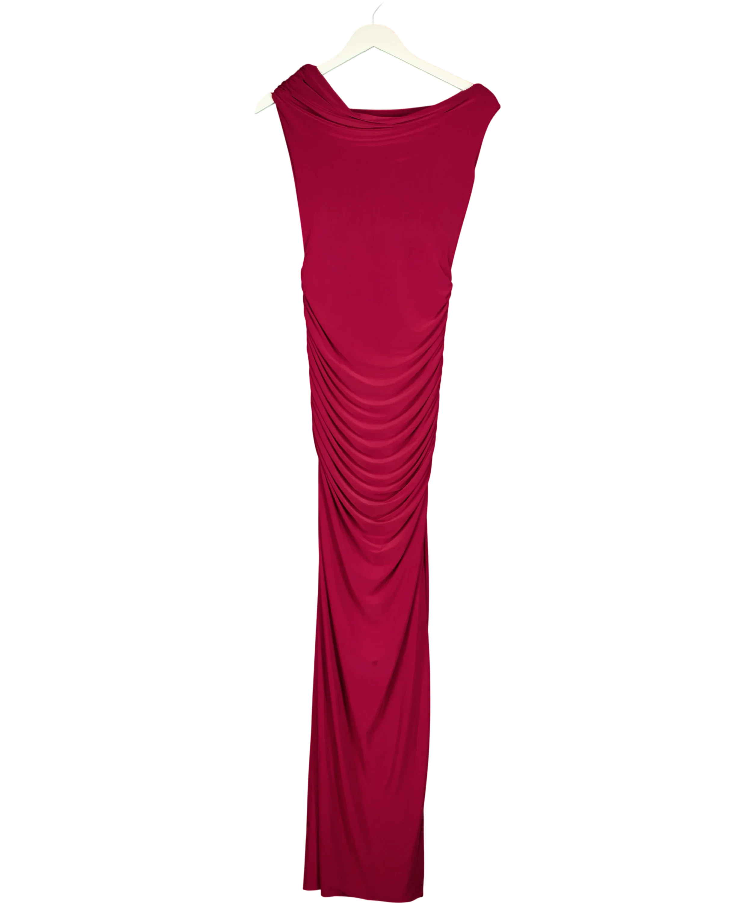 ego asymmetric dress Draped Side Ruched Maxi Red UK 10 – Reliked Size:4-16 size:10 Tommy Hilfiger Women's Long-sleeved