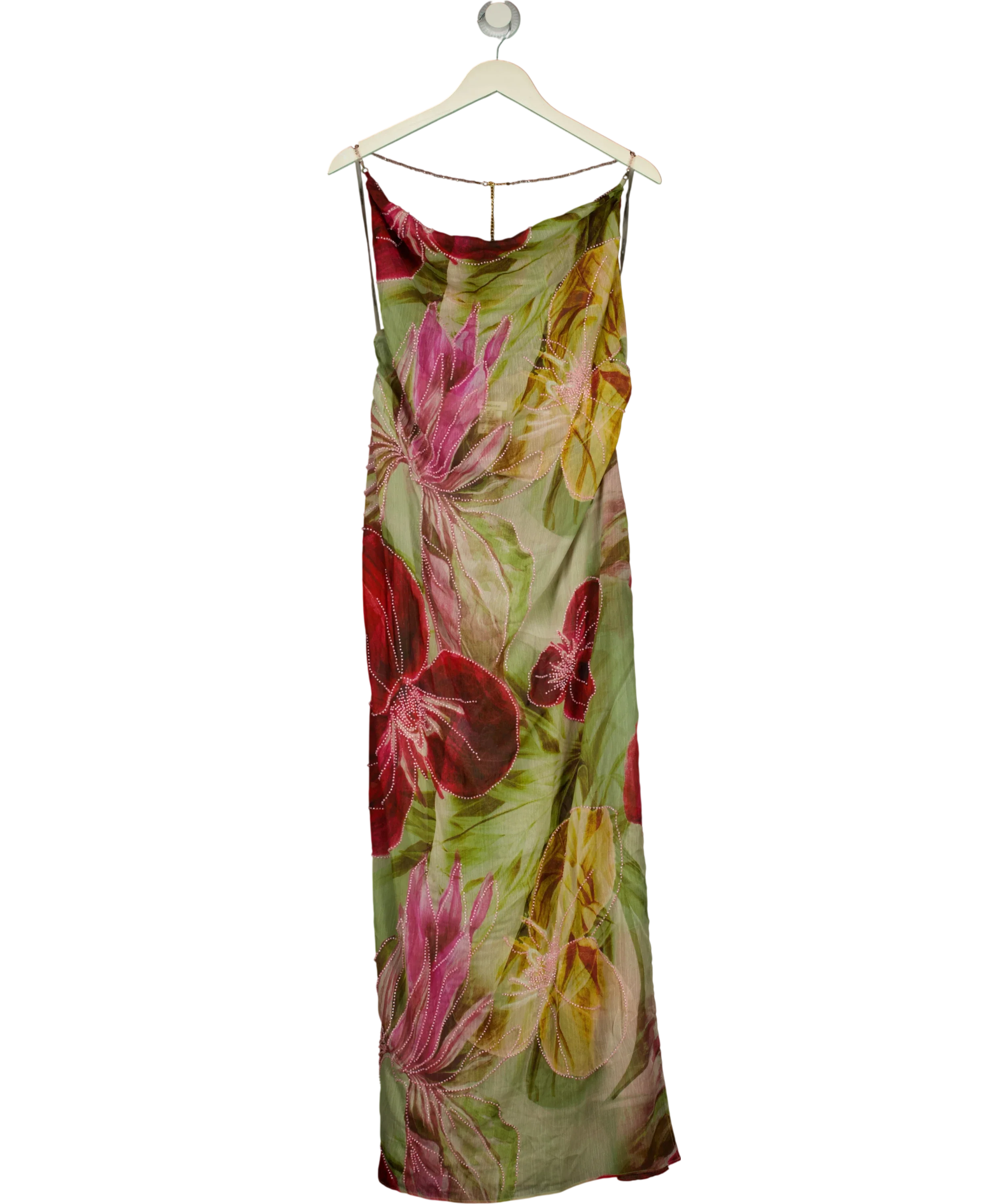 jaded london dahlia hand-beaded backless chiffon dress UK 8 – Reliked Color:Brown latest Midi Dress Backless Leaf