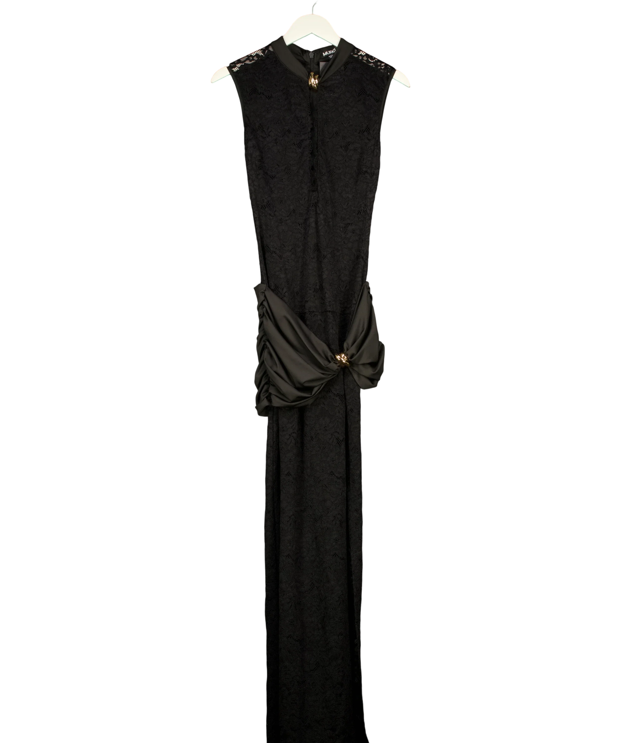 Murci Black Mock Neck Satin Midi Dress UK 10 – Reliked