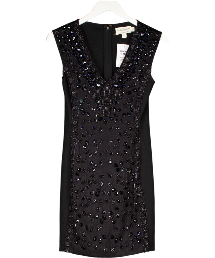 Needle & Thread Black Embellished Bodycon Dress UK 8 Reliked Needle & Thread Black Embellished Bodycon Dress UK 8 Reliked