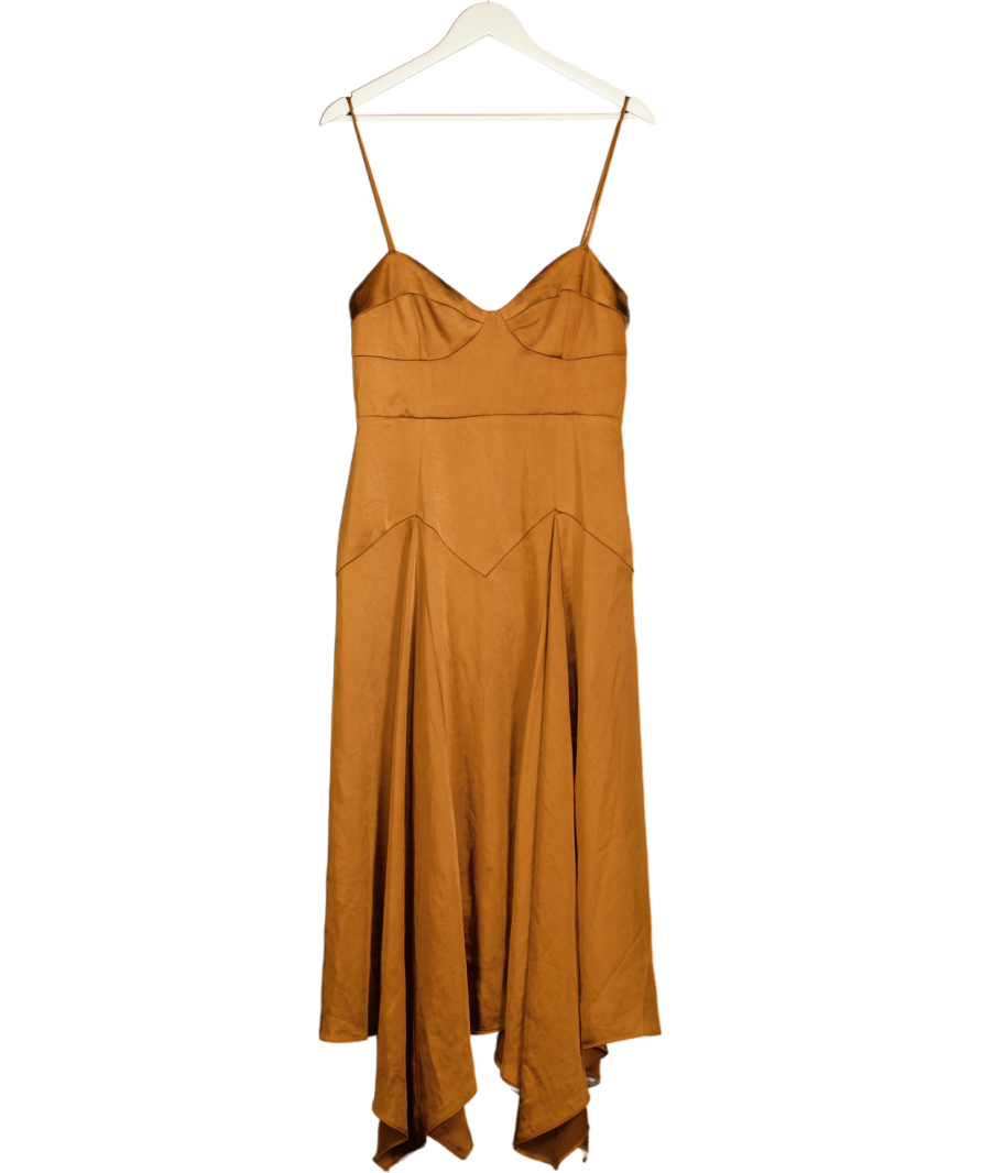 Free People X Fame & Partners Brown Satin Dea Midi Dress UK 12 Reliked Free People X Fame & Partners Brown Satin Dea Midi Dress UK 12 Reliked