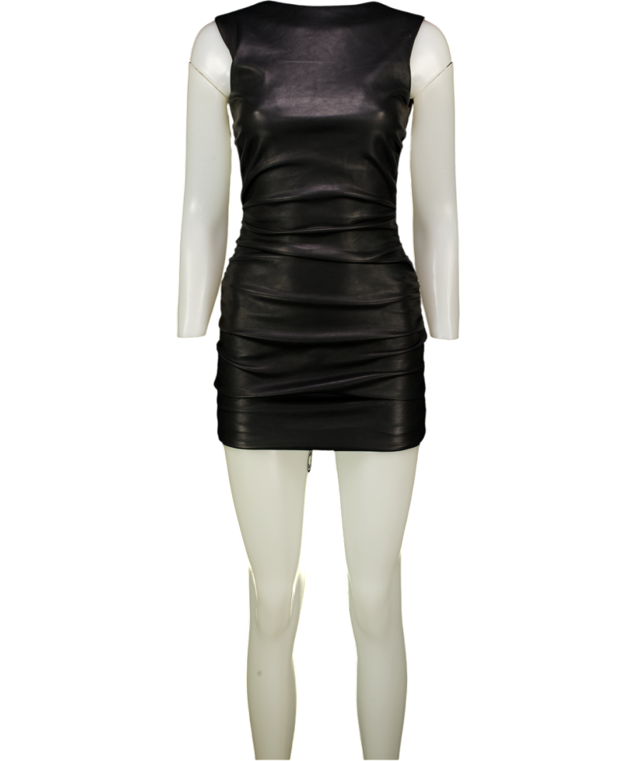 Mistress Rocks Womens Black Sleeveless open-back vegan-leather mini dress Xs
