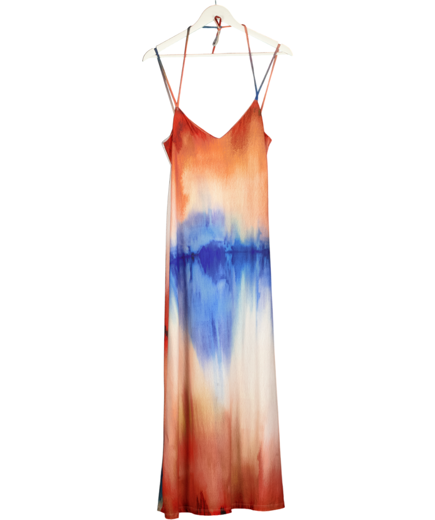 zara tie dye slip dress ZARA Blue Strappy Ombre Print Maxi Dress UK S – Reliked