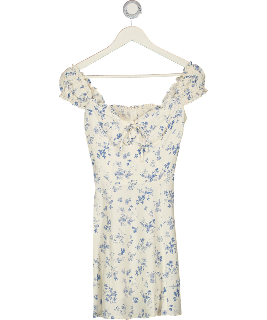 REFORMATION Ivory & Blue Floral Viscose Mini Dress Sz0 UK 4 – Reliked