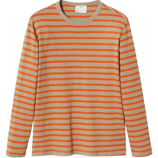 MANGO Orange Striped Sustainable Cotton Long Sleeve T-shirt BNWT UK M