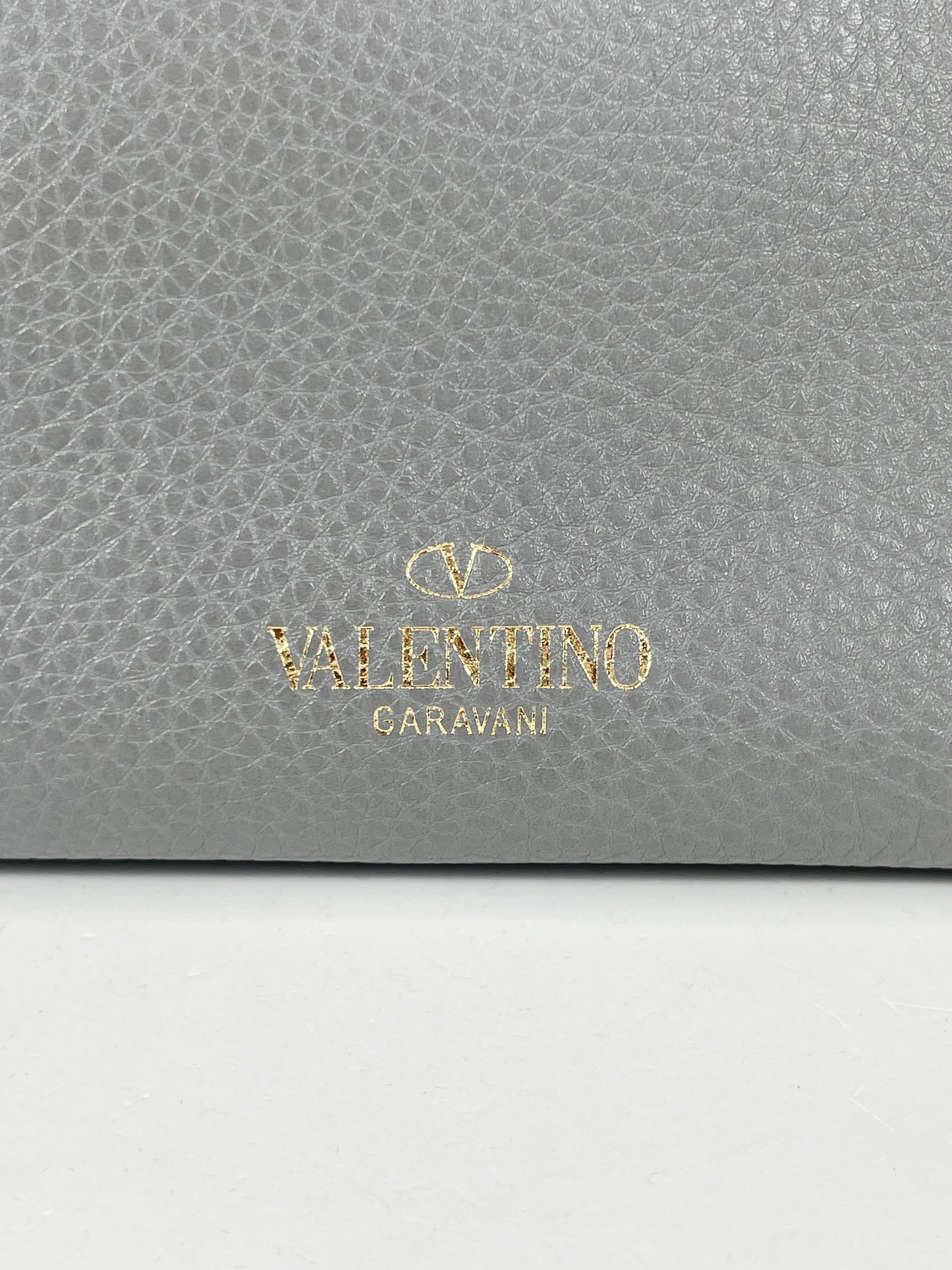 Valentino Garavani Grey Leather Medium My Rockstud Top Handle Bag