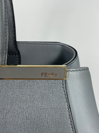 Fendi Grey Saffiano/smooth Leather Petite 2jours Tote Bag