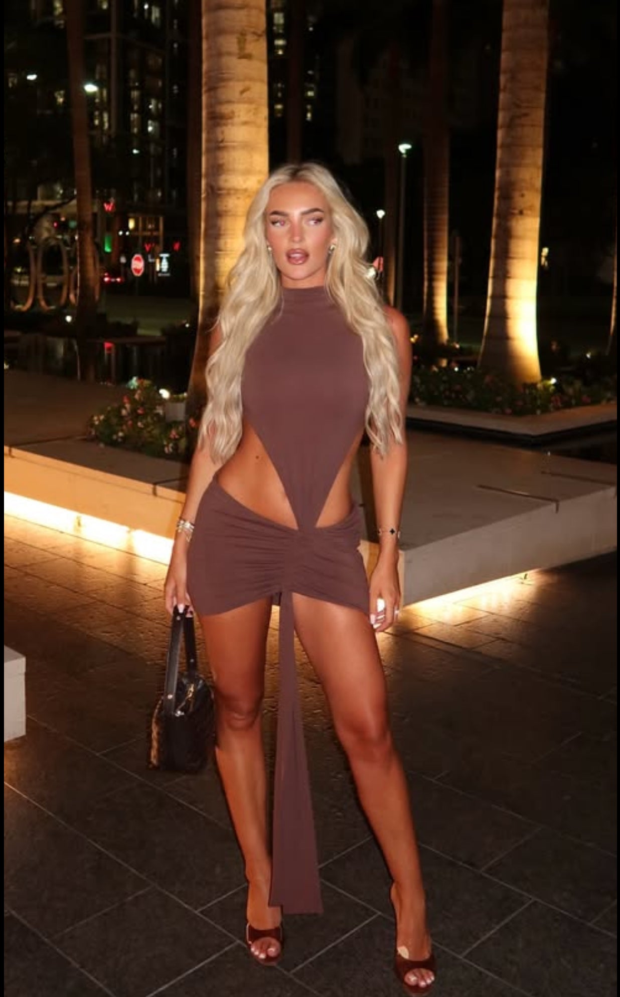 Mars the Label Brown Cut Out Mini Dress UK 8  Reliked
