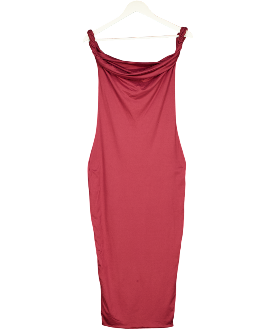Club L Red Burgundy Twisted Asymmetric Maxi Dress UK 10 – Reliked