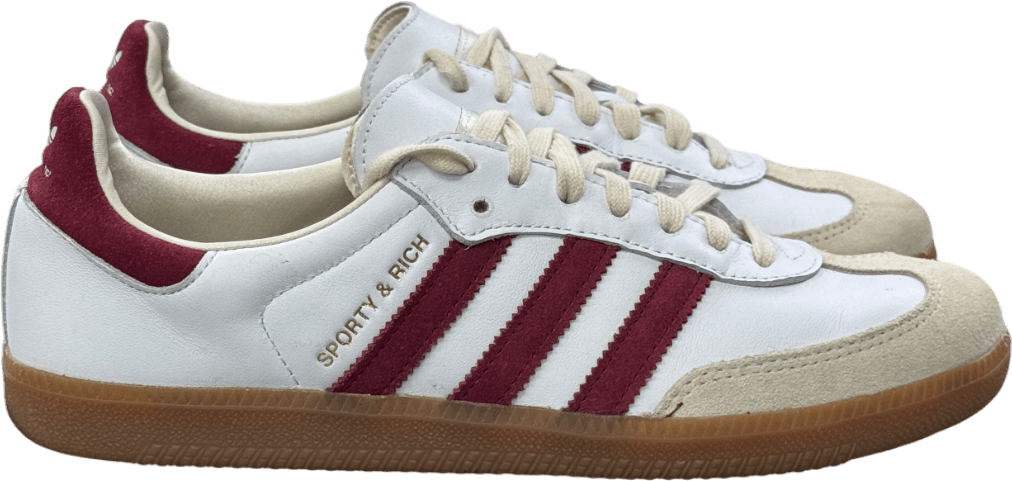 adidas Samba Sporty & Rich White Collegiate Burgundy Trainers UK 7.5 EU  40.5 👠