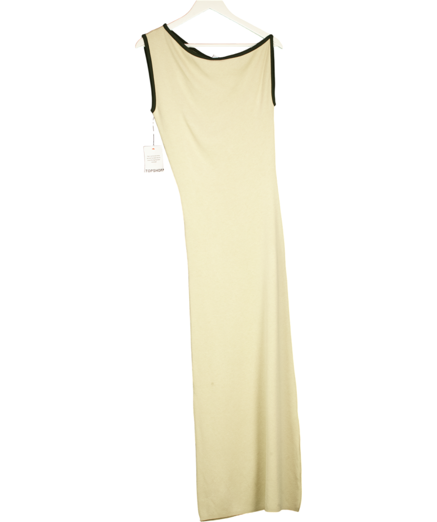 TOPSHOP Beige Knitted Textured Twist Detail Off Shoulder Maxi Dress UK – Reliked