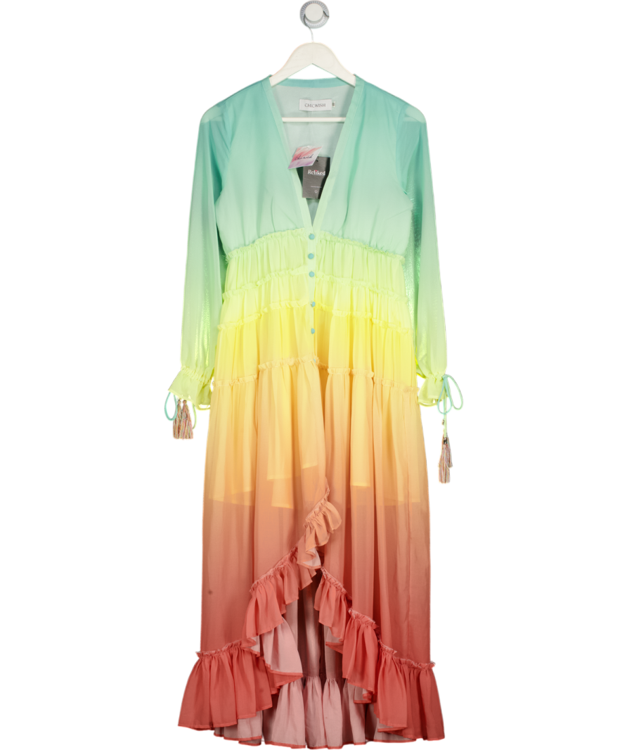 pastel ombre maxi dress boohoo Women's Ombre Cut Out Sheer Mesh Long Sleeve Beach Maxi Dress