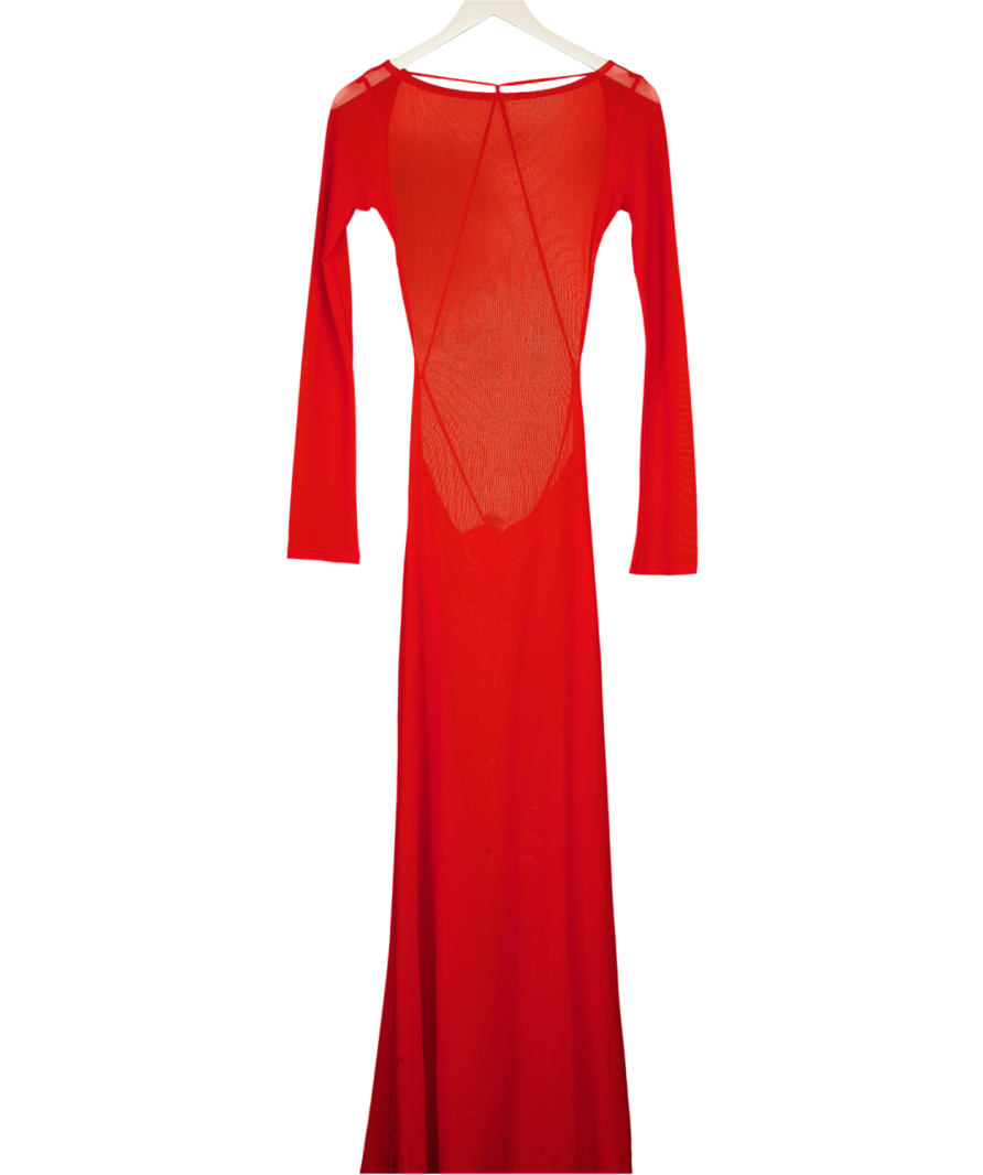 JADED LONDON Red Sheer Mesh Backless Maxi Dress UK 6 – Reliked