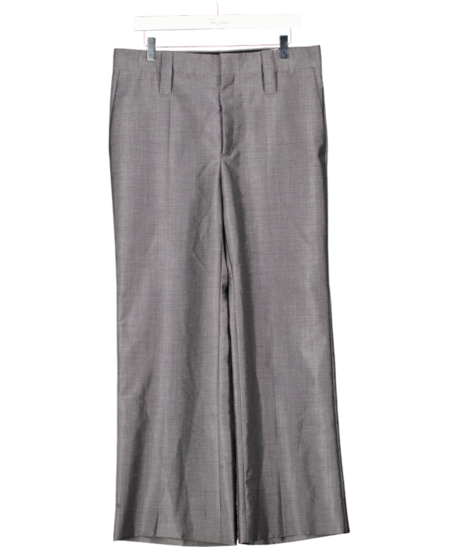 PRADA Grey Wool & Mohair Blend Tailored Crop Wide Leg Trousers