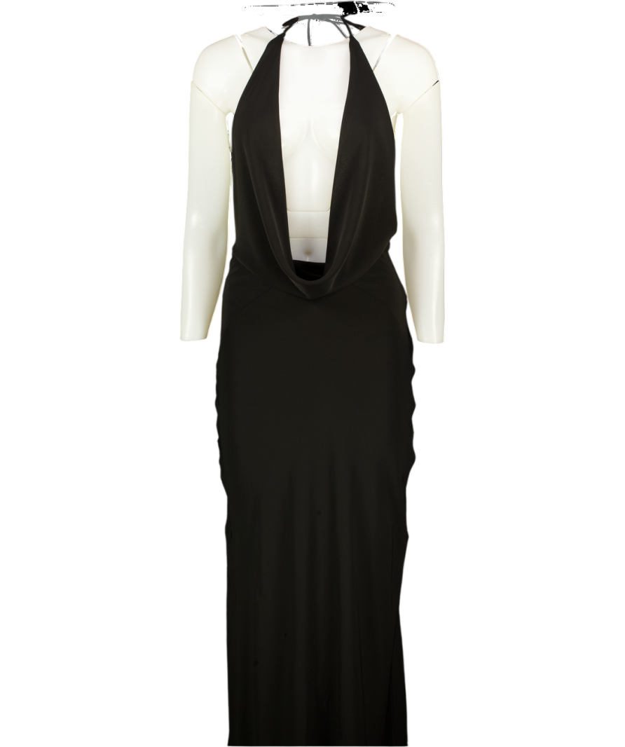 ZARA Black Halterneck Flowing Backless Maxi Dress UK XS – Reliked