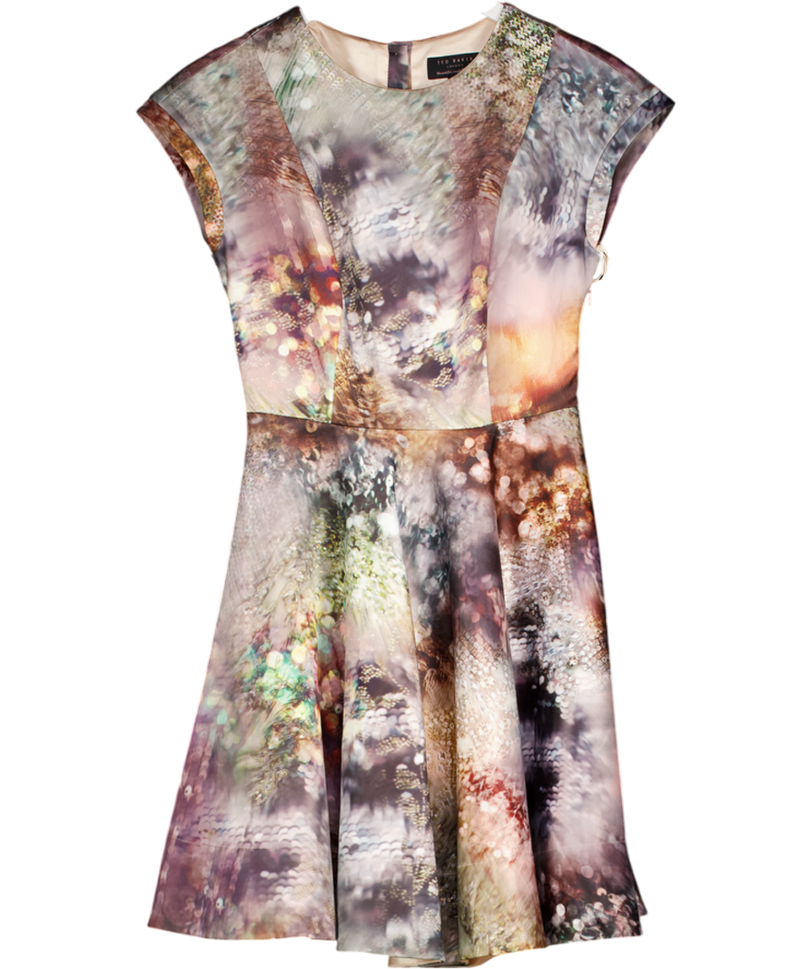 Ted Baker Jewell Print Fit & Flare Dress Sz1 UK 8 Reliked Ted Baker Jewell Print Fit & Flare Dress Sz1 UK 8 Reliked