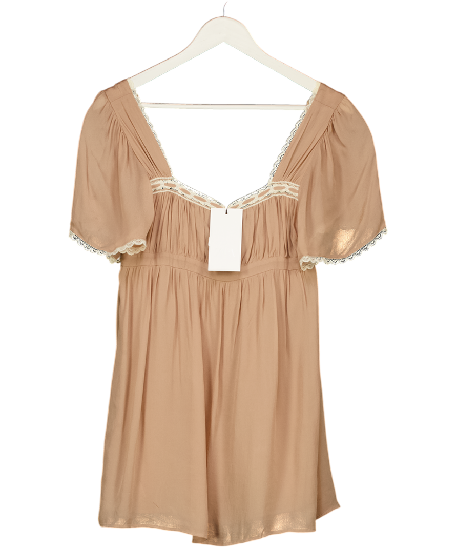 ZARA Nude Pink Contrast Lace Dress UK XS