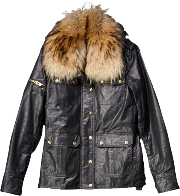 Sam New York Brown Waxed Jacket With Removable Faux Fur Lining And UK