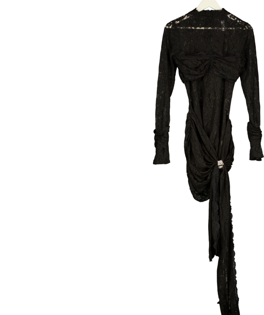 MURCI Black Giulia Long Sleeve Lace Mini Dress UK 10 – Reliked