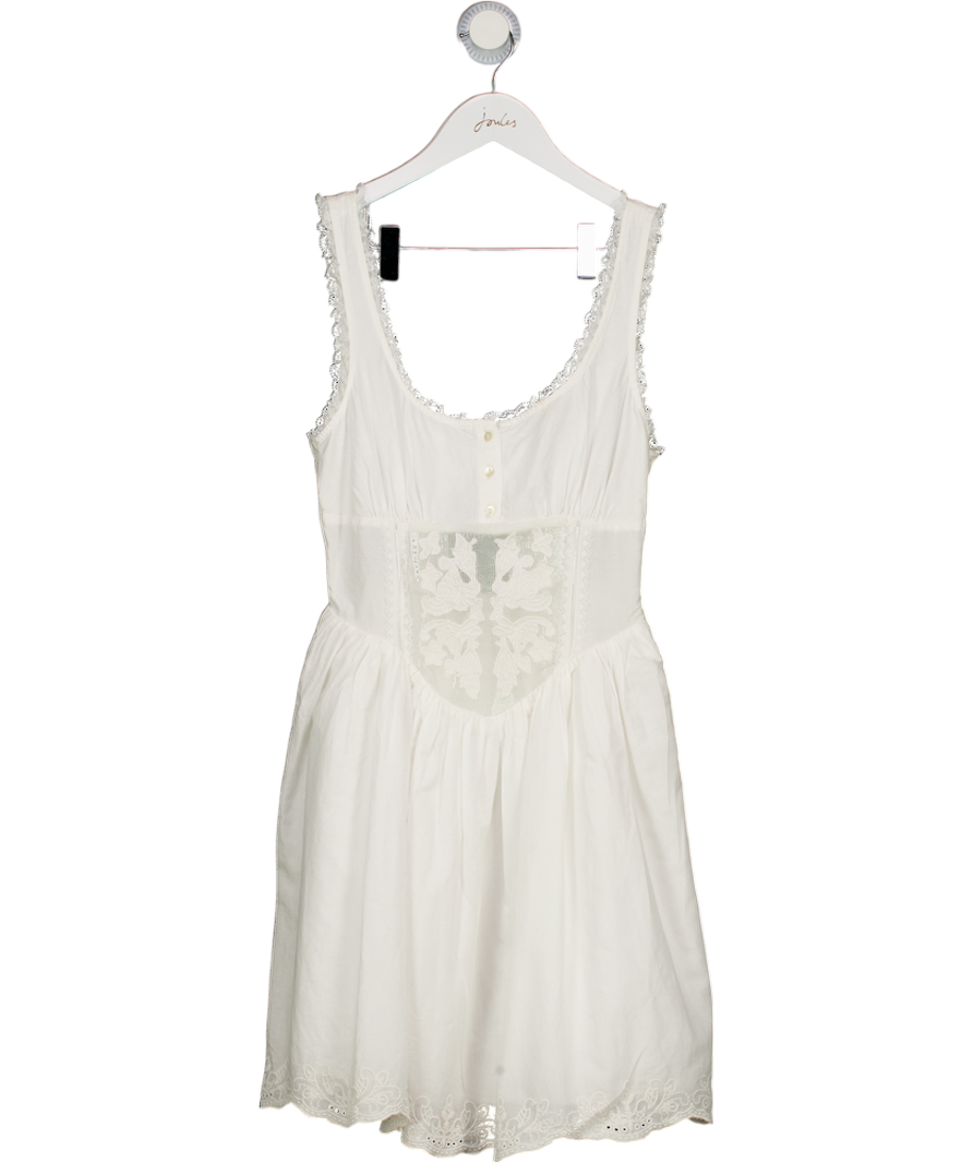 ZARA White Cotton Lace Embroidered Mini Dress UK XS