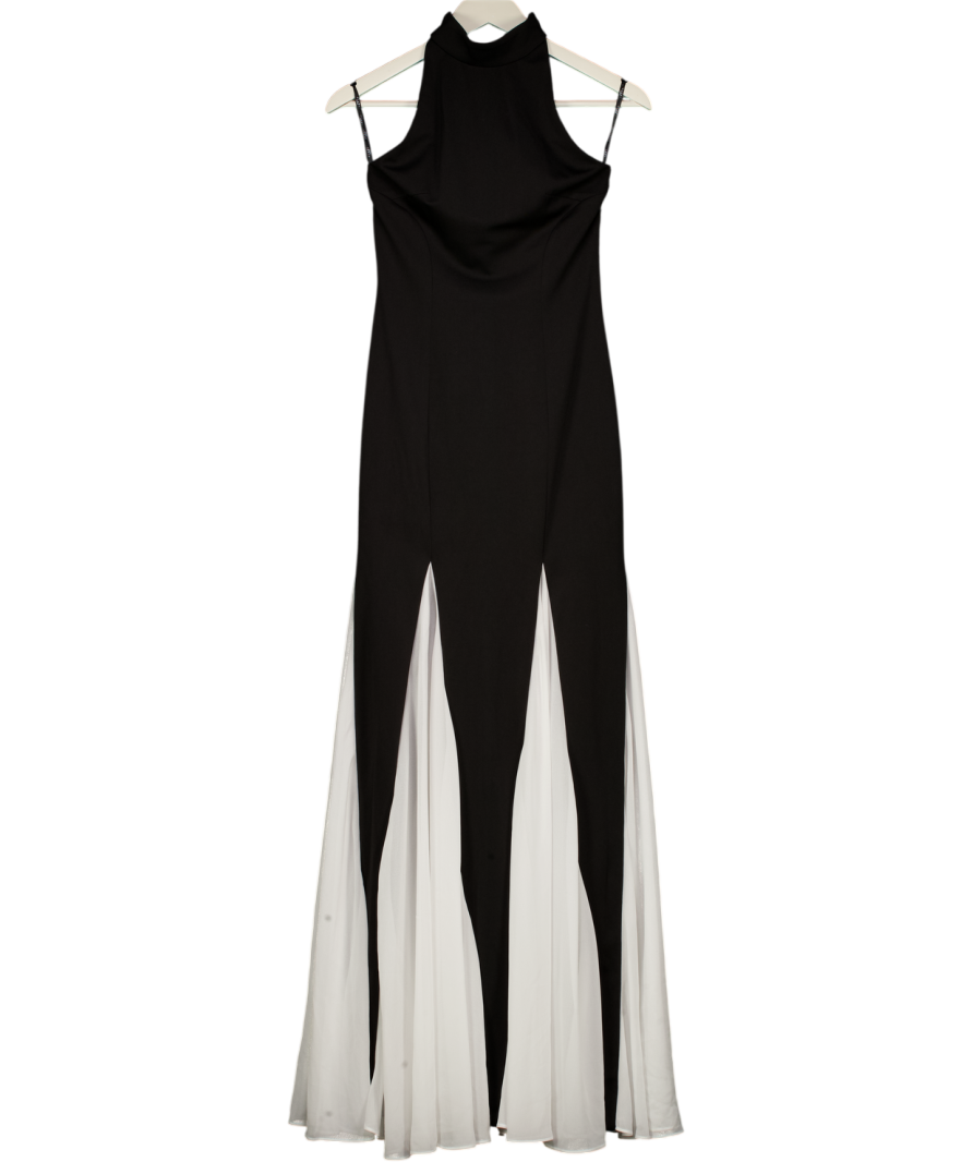 Litzy | Black High-Neck Maxi Dress With White Chiffon Trim