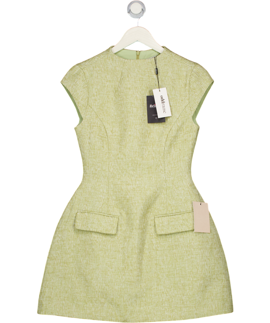 ODDMUSE Green Tweed Cap Sleeve Mini Dress UK S  Reliked