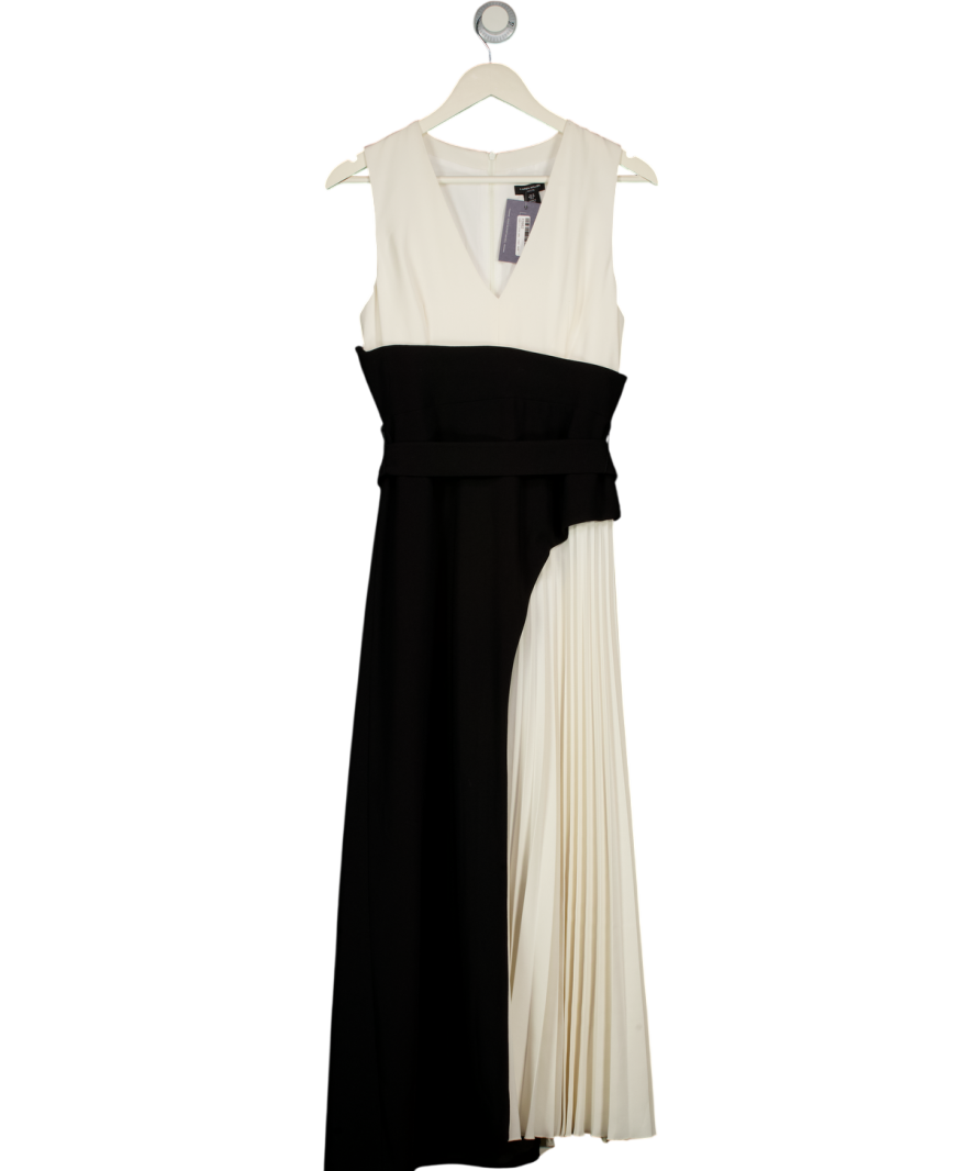 KAREN MILLEN Black Petite Soft Tailored Colour Block Pleated Midi Dres – Reliked