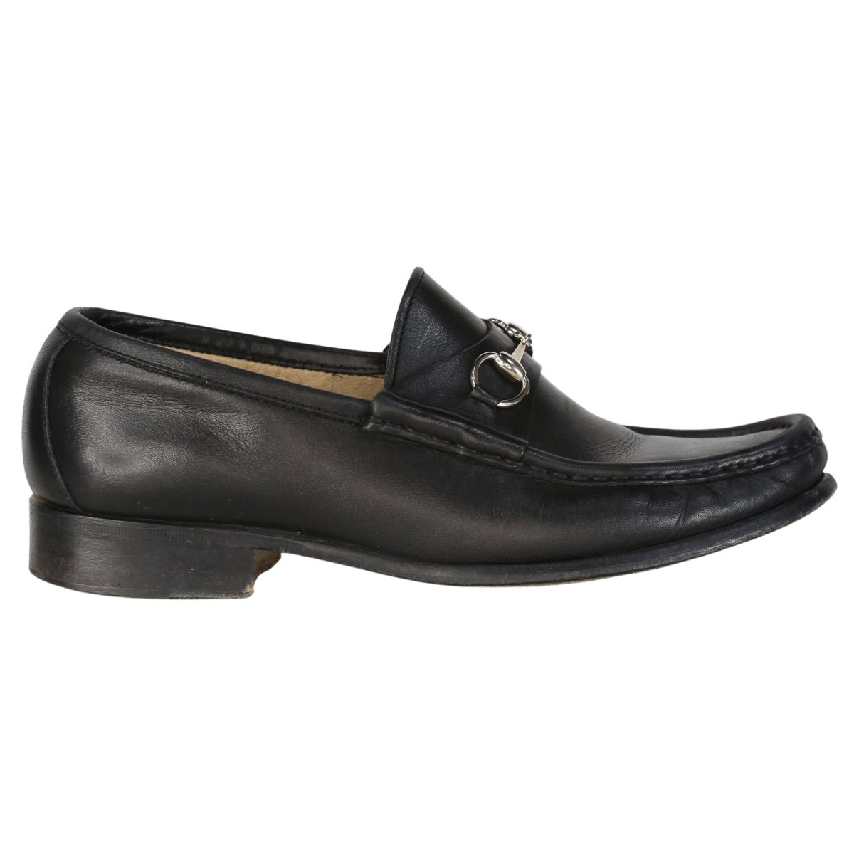 Gucci Black Leather Mocassino Pelle Mors Horsebit Loafers UK 4.5 