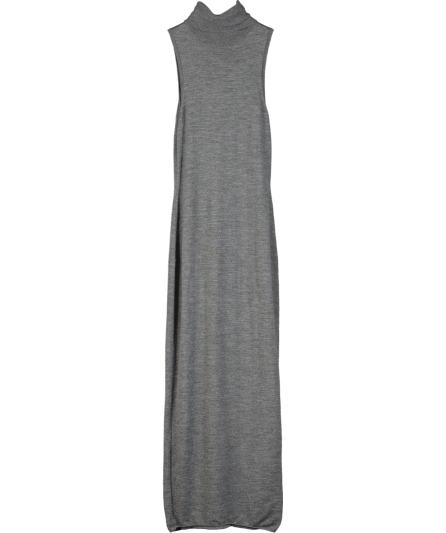 H&M Grey Sleeveless Turtleneck Wool Maxi Dress UK XS