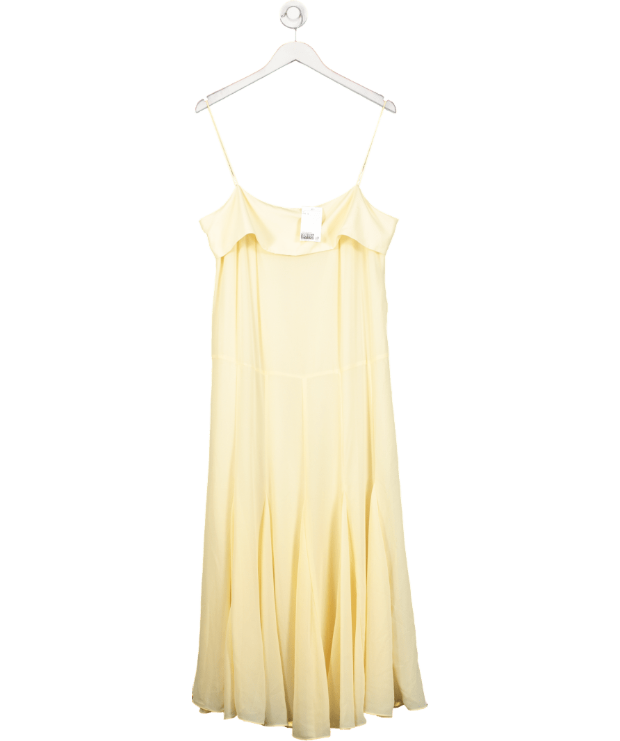 h&m yellow midi dress H&M Yellow Chiffon Strappy Dress UK L