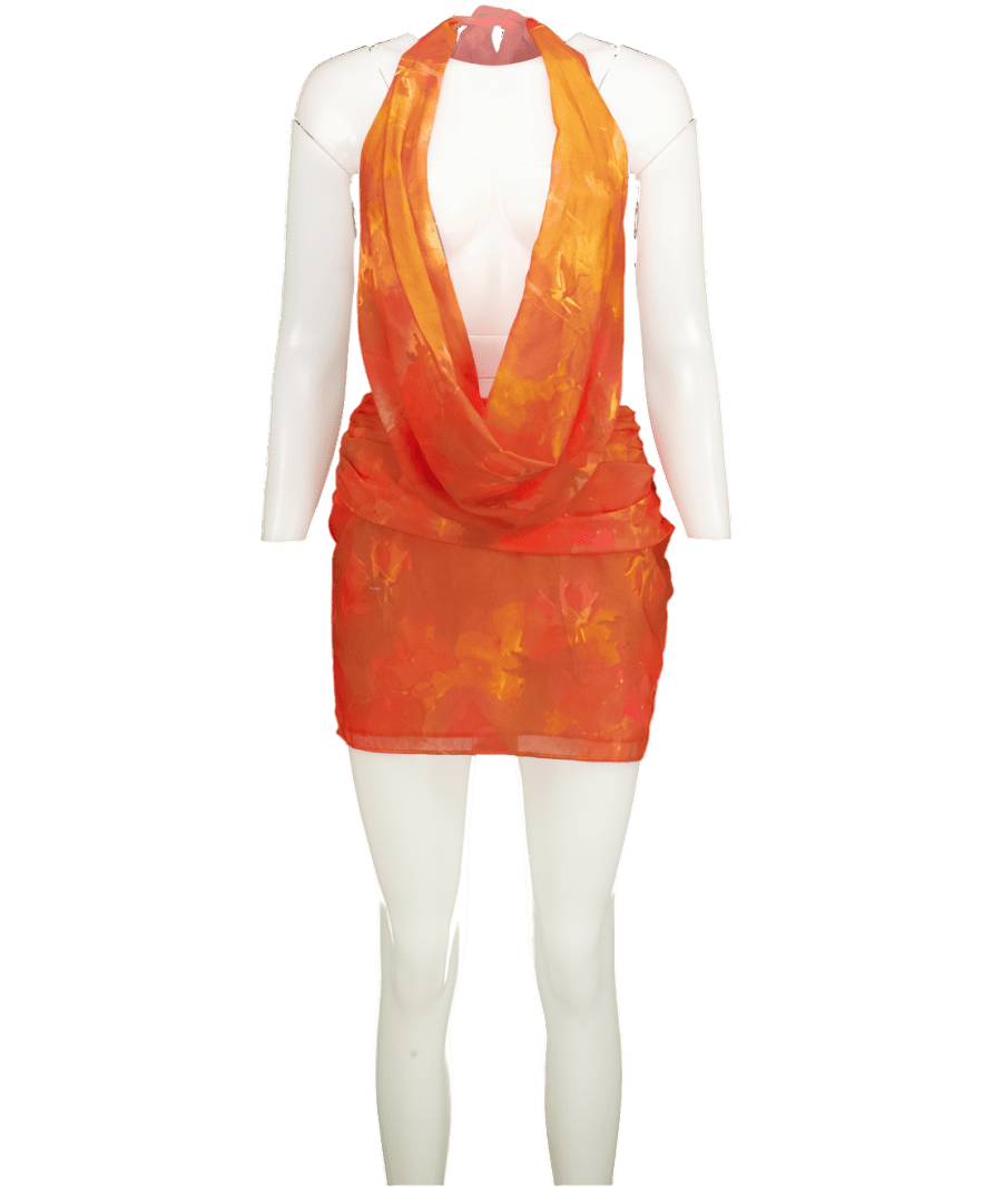peppermayo Orange Elysia Chiffon Mini Dress UK 8