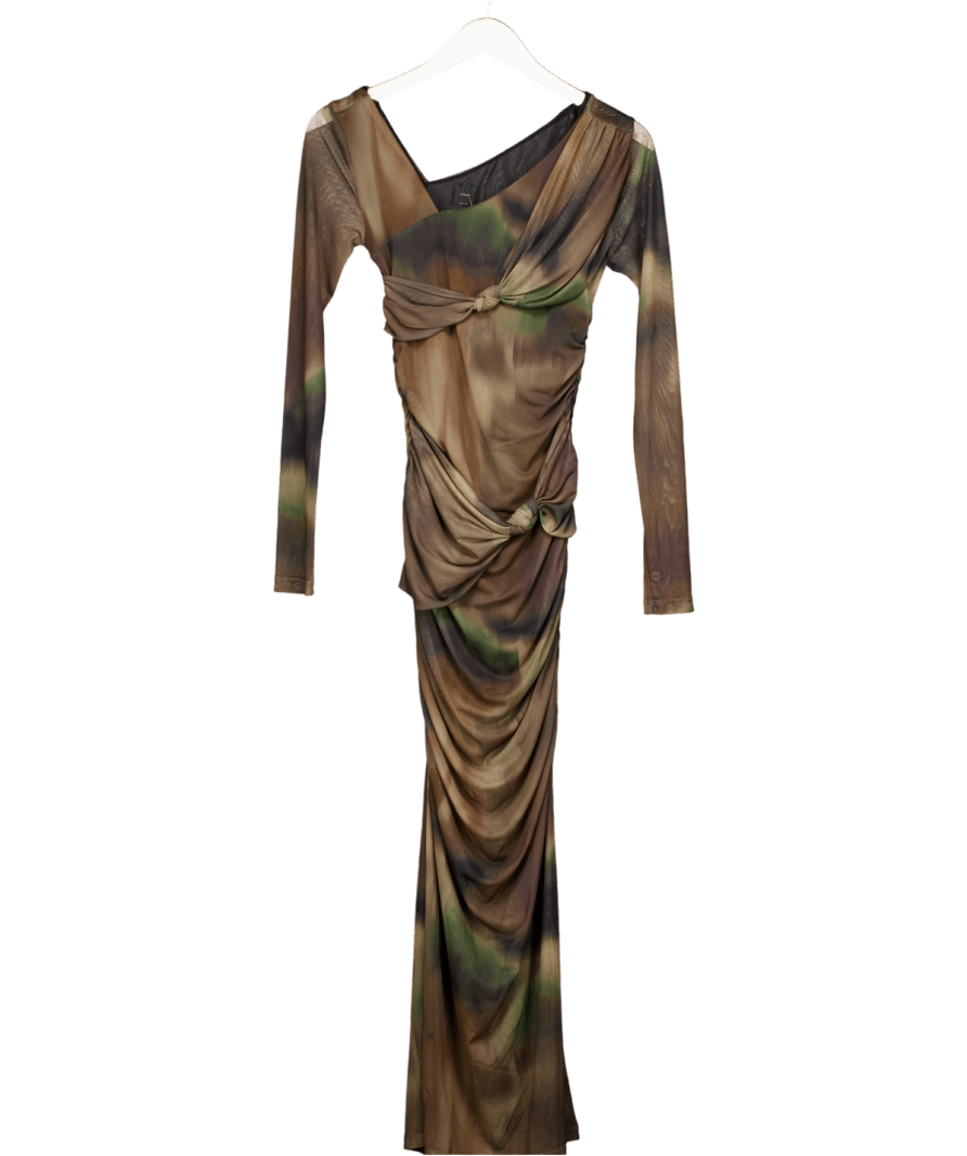 Pinko Green Anficlea Tie-dye Tulle Midi Dress UK S