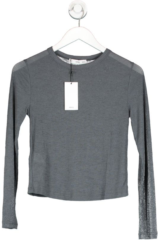 MANGO Grey Ribbed Knit T-shirt BNWT UK M