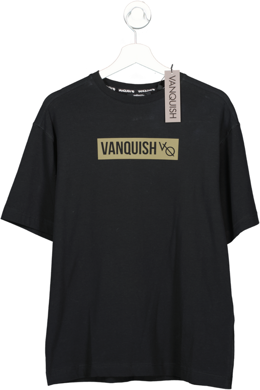 Vanquish Black T Shirt With Olive Logo UK XXS