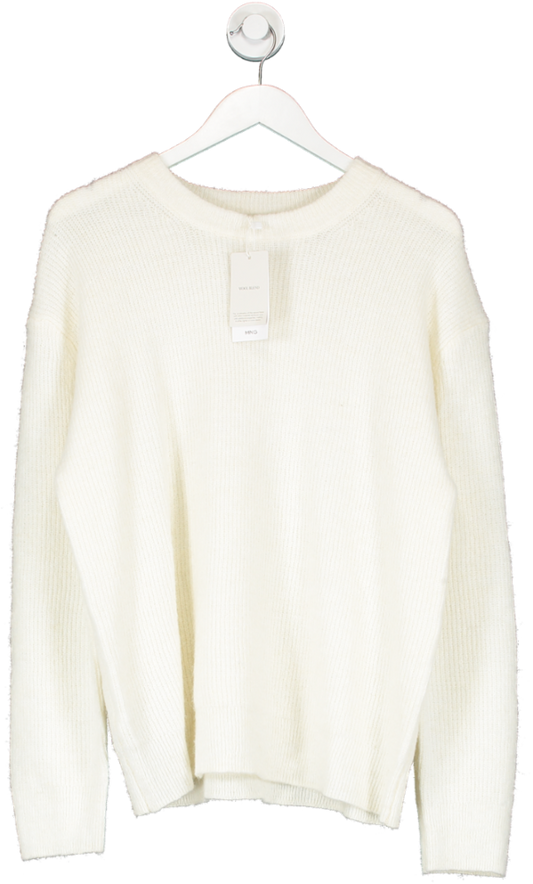 MANGO Cream Straight Round-neck Sweater UK S