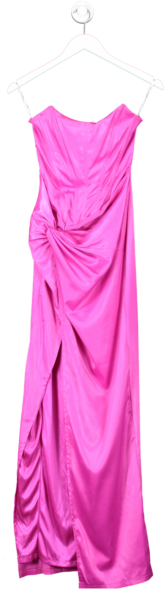 Club L Romancing Hot Pink Satin Bandeau Corset Maxi Dress UK 8 Reliked