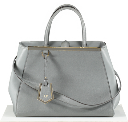 Fendi Grey Saffiano/smooth Leather Petite 2jours Tote Bag
