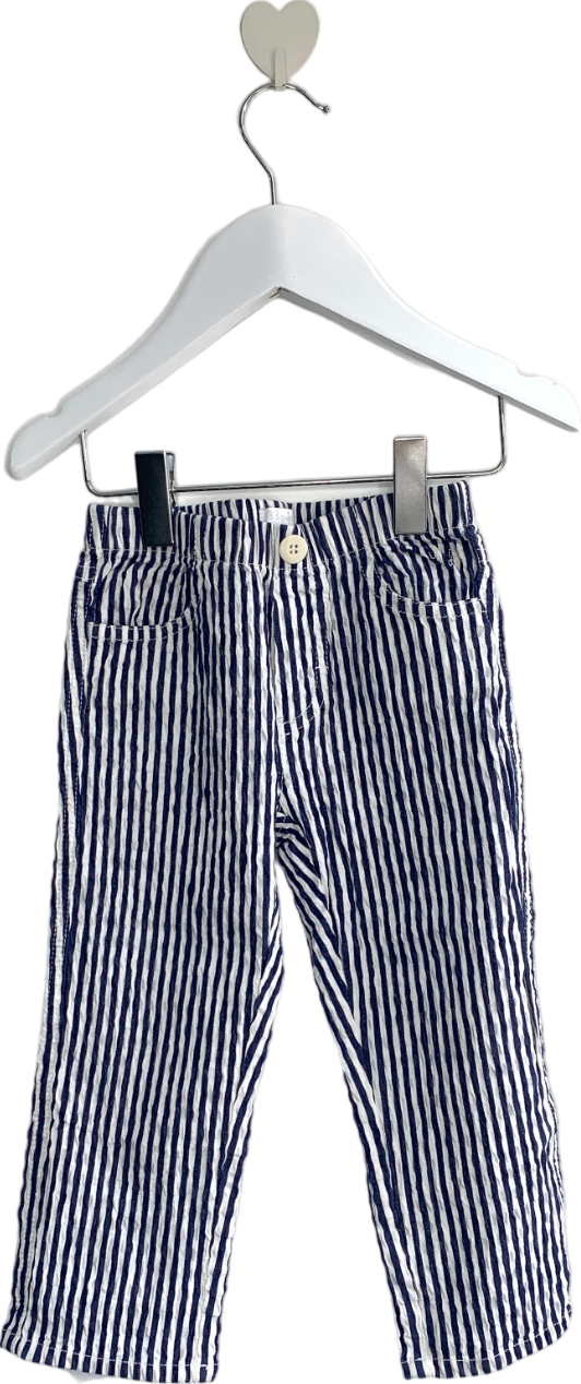 Il Gufo Blue Striped Cotton Blend Trousers 2 Years