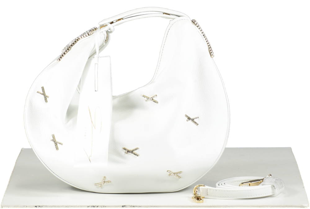 White Genny   Fortune Bag With X Applications And Rhinestones One Size