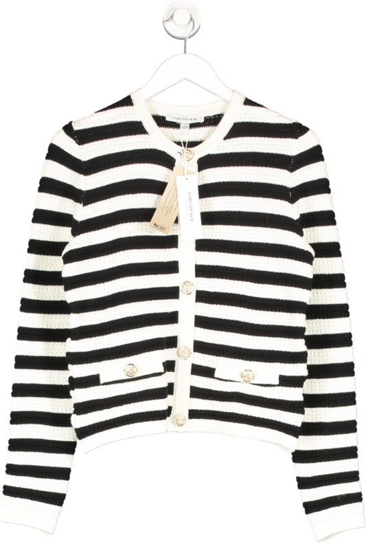FOREVER NEW Black Beri Striped Knit Cardigan UK S
