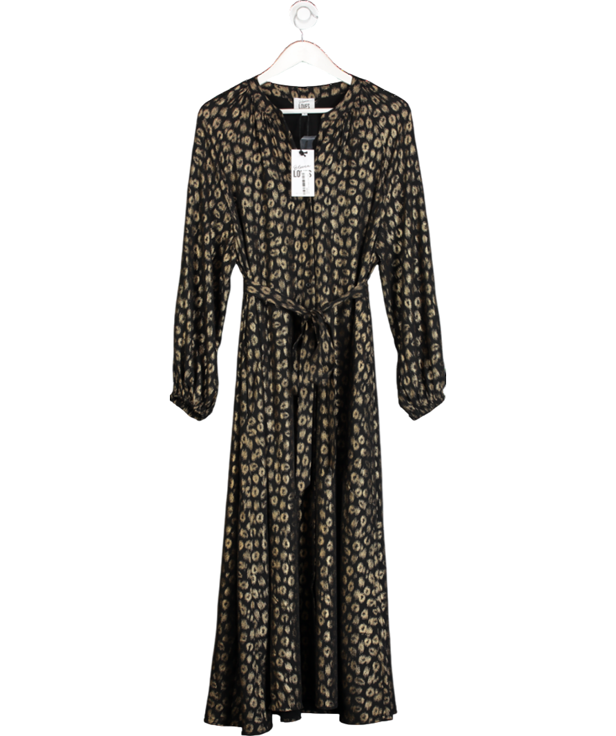 ELEVEN LOVES Black Leopard Print Shirt Dress (black/gold) UK 12 - Reliked