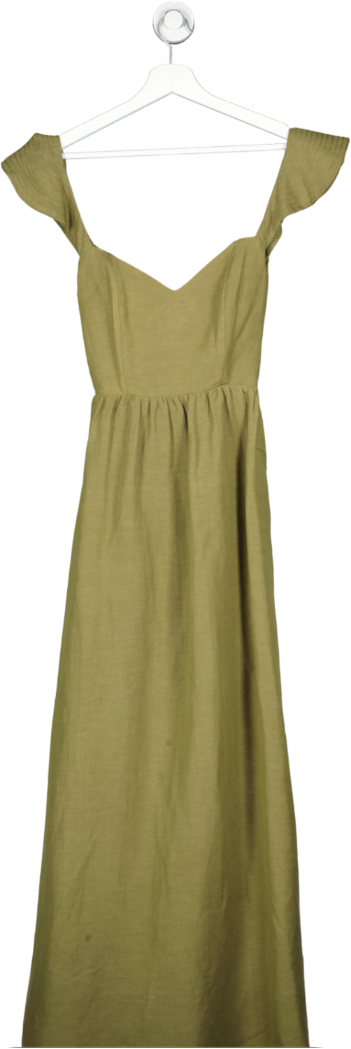 By Malina Green Linen Blend Emery Maxi Dress UK XS Reliked