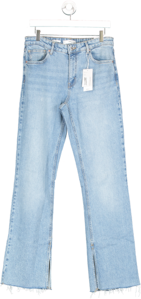 MANGO Blue Medium-rise Straight Jeans With Slits BNWT UK 14