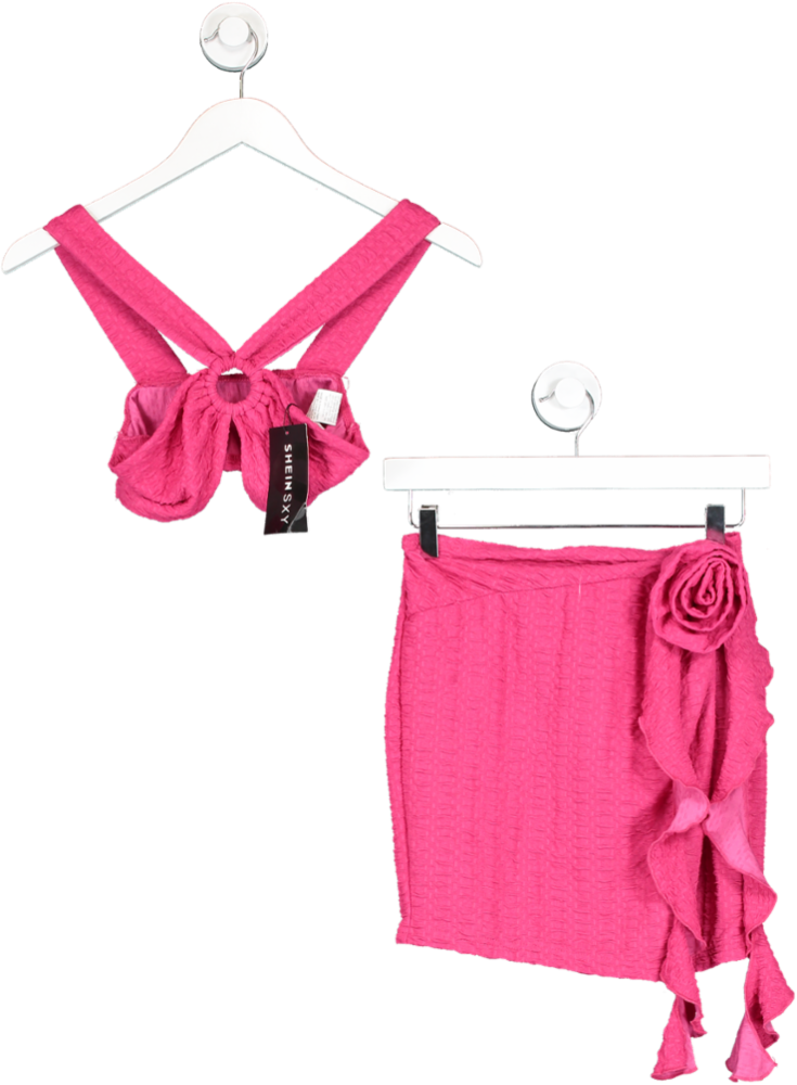 SHEIN Pink Mini Skirt And Bralette Set UK XS – Reliked