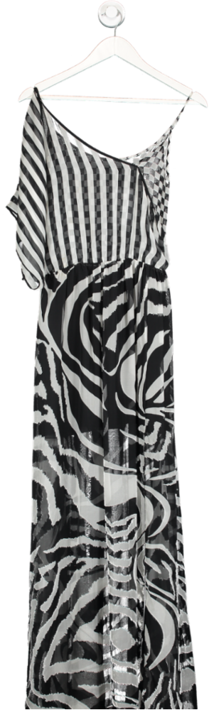 Marco Bologna Black ??? Monochrome Patterned Sheer Silk Dress UK 8